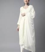 Ada Hand Embroidered Cream/White Cotton Lucknowi Chikankari Women Unstitched Suit Piece - A211202