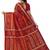 Red printed cotton saree with blouse