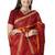 Red printed cotton saree with blouse