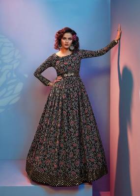 Black embroidered crepe heavy-work-kurtis 1