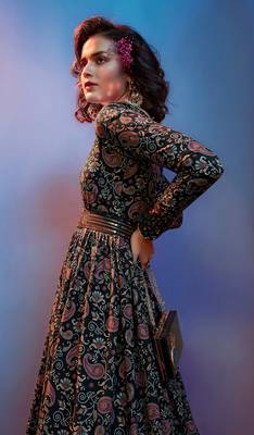 Black embroidered crepe heavy-work-kurtis 5