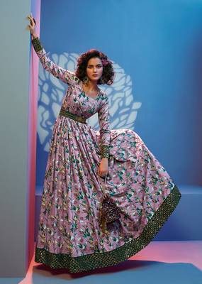 Lavender embroidered crepe heavy-work-kurtis 2