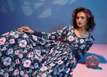 Blue embroidered crepe heavy-work-kurtis 3