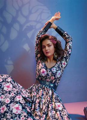 Blue embroidered crepe heavy-work-kurtis 4