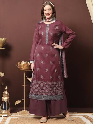 Maroon embroidered silk salwar 1