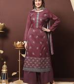 Maroon embroidered silk salwar