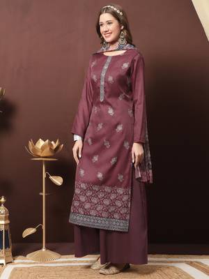 Maroon embroidered silk salwar 3