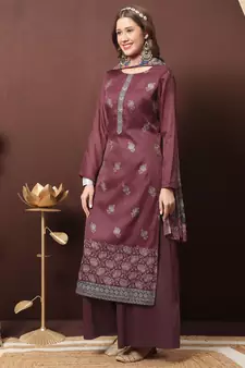 Maroon embroidered silk salwar