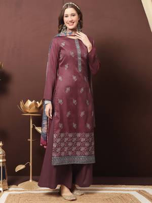 Maroon embroidered silk salwar 4