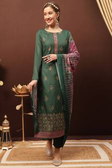 Green embroidered silk salwar