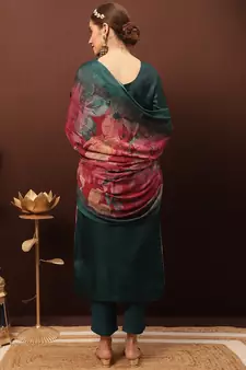 Teal embroidered silk salwar
