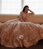 Beige Chanderi Hand Embroidered Lehenga Set