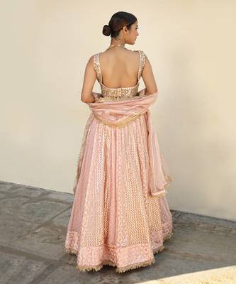Pink Banarasi Chanderi Lehenga 2