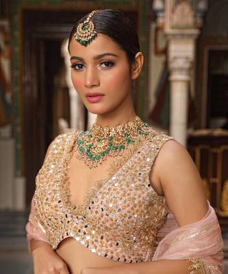 Pink Banarasi Chanderi Lehenga 3
