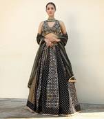 Black Banarasi Chanderi Lehenga