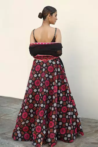 Black Printed Lehenga