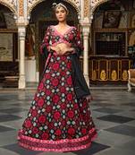 Black Floral Printed Lehenga