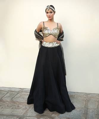 Black Dobby Fabrice Lehenga 1
