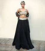 Black Dobby Fabrice Lehenga