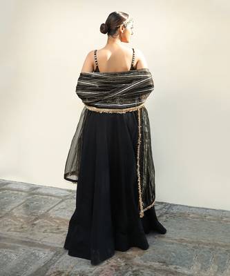 Black Dobby Fabrice Lehenga 2