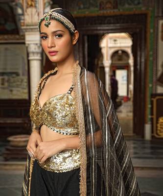 Black Dobby Fabrice Lehenga 6