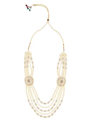 5 Layered Traditional Gold Plated Dulha Moti Mala with Beaded Maharaja Haar/Groom Necklace For Men 1