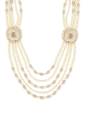 5 Layered Traditional Gold Plated Dulha Moti Mala with Beaded Maharaja Haar/Groom Necklace For Men 2