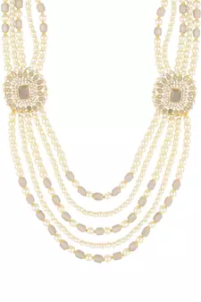5 Layered Traditional Gold Plated Dulha Moti Mala with Beaded Maharaja Haar/Groom Necklace For Men