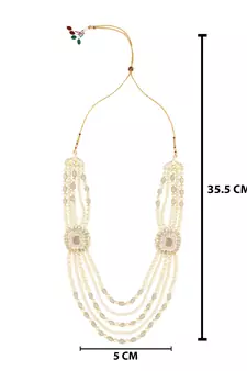 5 Layered Traditional Gold Plated Dulha Moti Mala with Beaded Maharaja Haar/Groom Necklace For Men