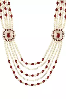 5 Layered Traditional Gold Plated Dulha Moti Mala with Beaded Maharaja Haar/Groom Necklace For Men