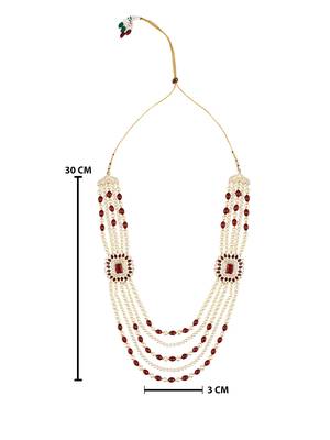 5 Layered Traditional Gold Plated Dulha Moti Mala with Beaded Maharaja Haar/Groom Necklace For Men 3