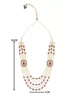 5 Layered Traditional Gold Plated Dulha Moti Mala with Beaded Maharaja Haar/Groom Necklace For Men