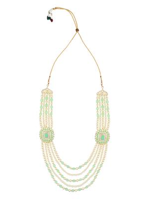 5 Layered Traditional Gold Plated Dulha Moti Mala with Beaded Maharaja Haar/Groom Necklace For Men 1