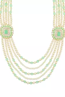 5 Layered Traditional Gold Plated Dulha Moti Mala with Beaded Maharaja Haar/Groom Necklace For Men