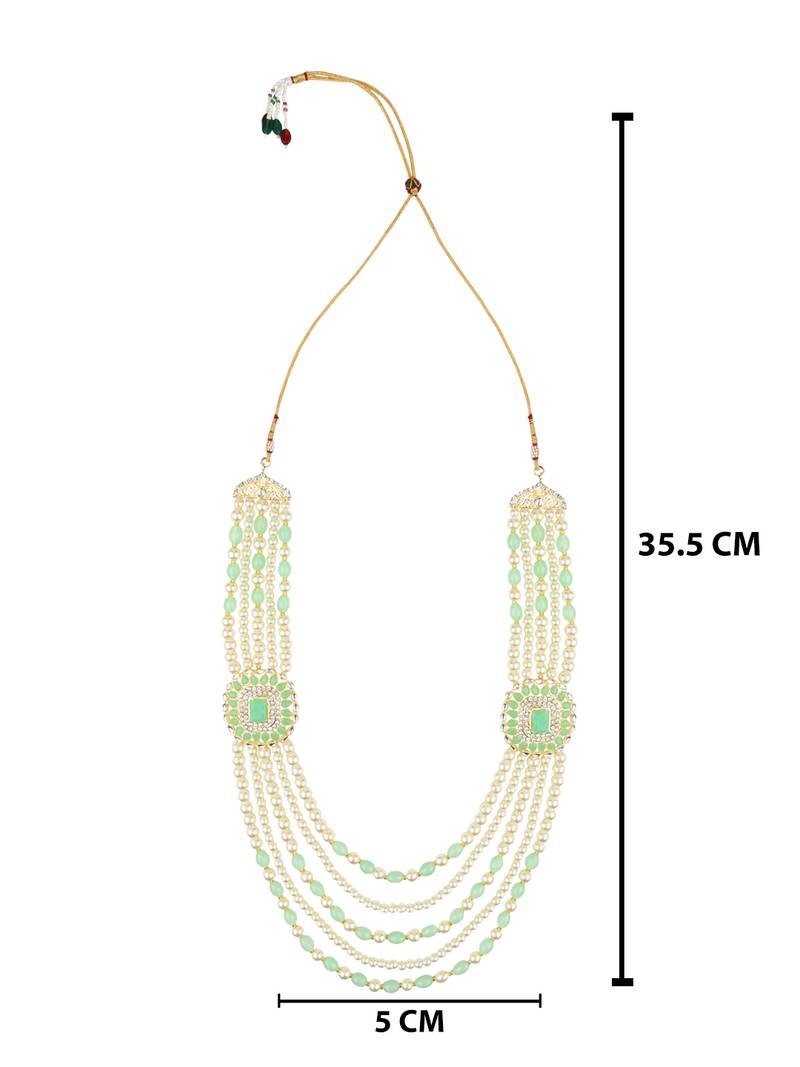5 Layered Traditional Gold Plated Dulha Moti Mala with Beaded Maharaja Haar/Groom Necklace For Men