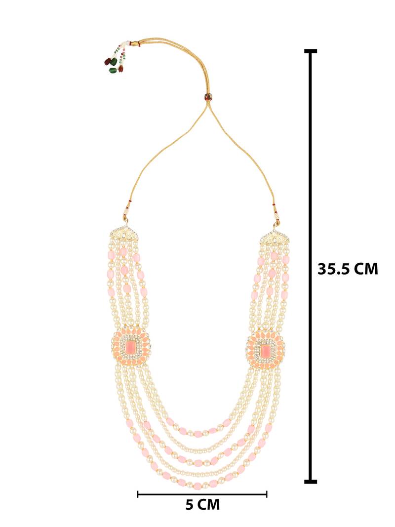 5 Layered Traditional Gold Plated Dulha Moti Mala with Beaded Maharaja Haar/Groom Necklace For Men