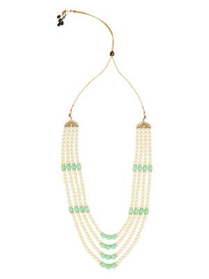 4 Layered Traditional Gold Plated Dulha Moti Mala with Beaded Maharaja Haar/Groom Necklace For Men 1