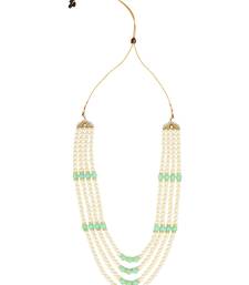 4 Layered Traditional Gold Plated Dulha Moti Mala with Beaded Maharaja Haar/Groom Necklace For Men