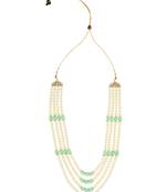 4 Layered Traditional Gold Plated Dulha Moti Mala with Beaded Maharaja Haar/Groom Necklace For Men