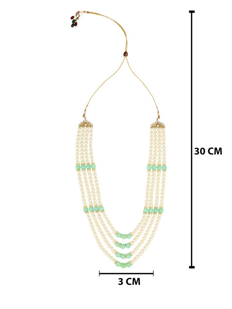 4 Layered Traditional Gold Plated Dulha Moti Mala with Beaded Maharaja Haar/Groom Necklace For Men