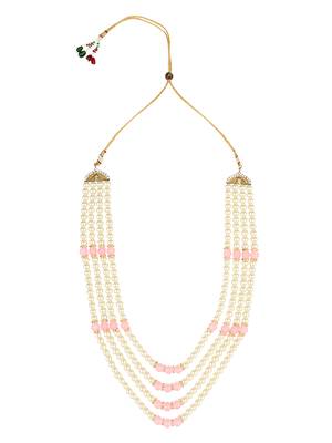 4 Layered Traditional Gold Plated Dulha Moti Mala with Beaded Maharaja Haar/Groom Necklace For Men 1