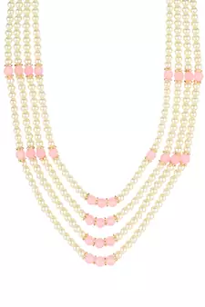 4 Layered Traditional Gold Plated Dulha Moti Mala with Beaded Maharaja Haar/Groom Necklace For Men