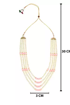 4 Layered Traditional Gold Plated Dulha Moti Mala with Beaded Maharaja Haar/Groom Necklace For Men