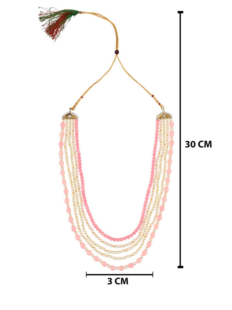 5 Layered Traditional Gold Plated Dulha Moti Mala with Beaded Maharaja Haar/Groom Necklace For Men