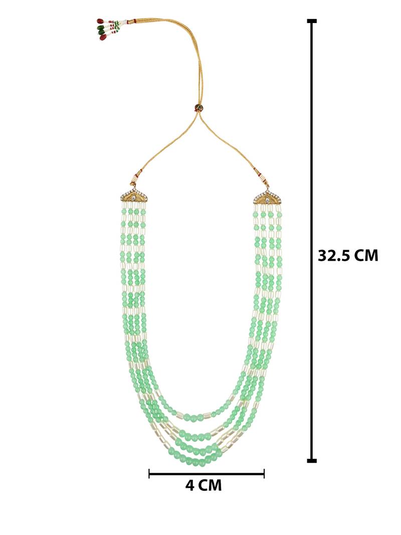 4 Layered Traditional Gold Plated Dulha Moti Mala with Beaded Maharaja Haar/Groom Necklace For Men