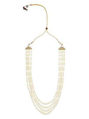4 Layered Traditional Gold Plated Dulha Moti Mala with Beaded Maharaja Haar/Groom Necklace For Men 2