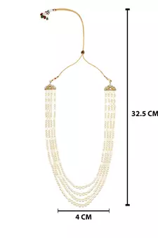 4 Layered Traditional Gold Plated Dulha Moti Mala with Beaded Maharaja Haar/Groom Necklace For Men