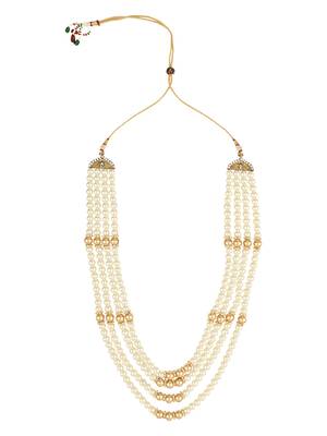 4 Layered Traditional Gold Plated Dulha Moti Mala with Beaded Maharaja Haar/Groom Necklace For Men 1