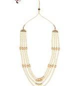 4 Layered Traditional Gold Plated Dulha Moti Mala with Beaded Maharaja Haar/Groom Necklace For Men