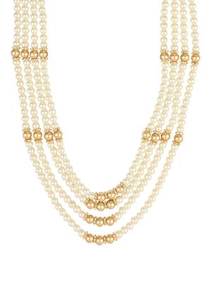 4 Layered Traditional Gold Plated Dulha Moti Mala with Beaded Maharaja Haar/Groom Necklace For Men 2